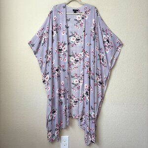 Torrid 3X/4X Floral Boho Longline Open Front Lightweight Kimono Cover Up